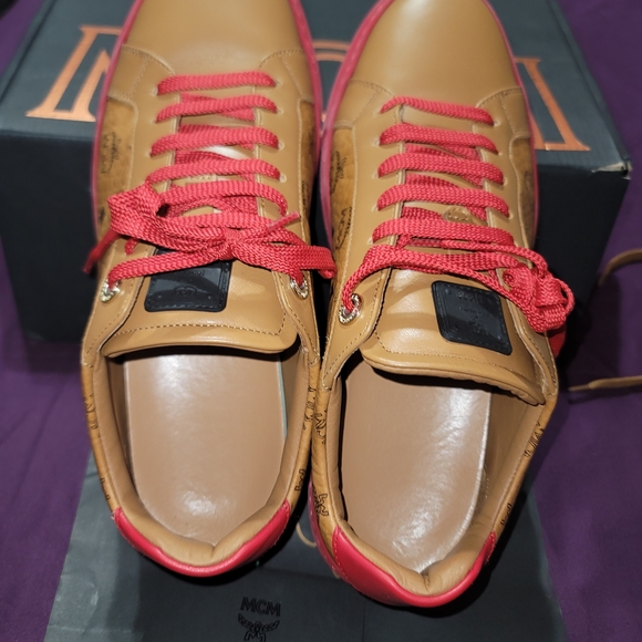 MCM Tan and Red Women's Sneakers - Picture 2 of 5